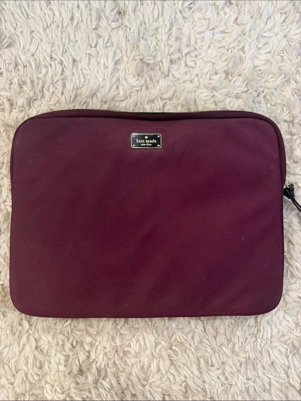 Kate Spade New York Burgundy Laptop Sleeve Case Gold Logo